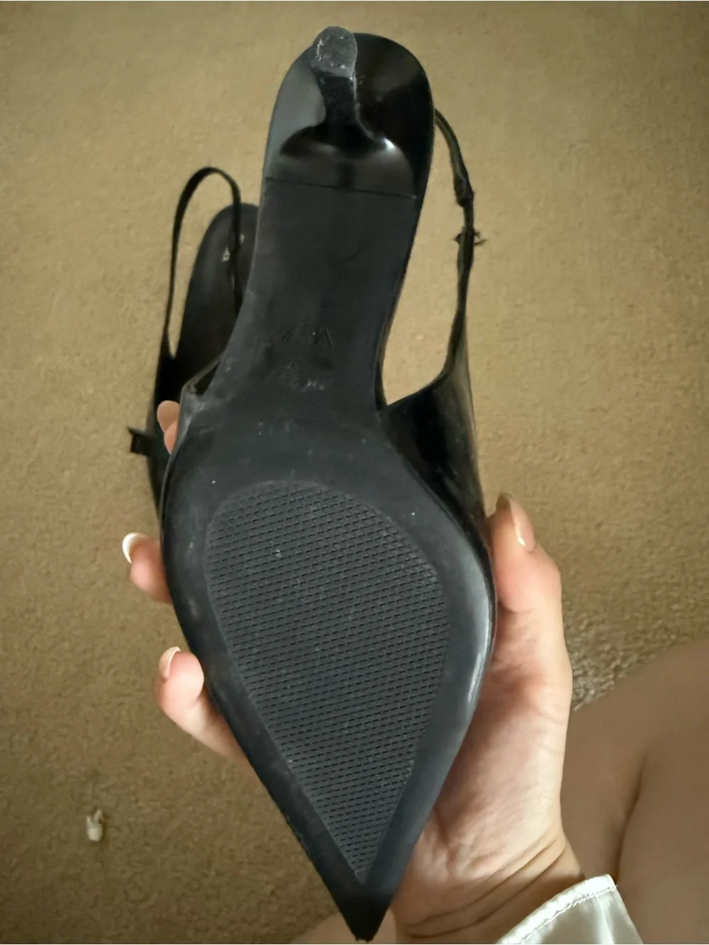 Zara Black Pointed Slingback Pumps with Bow Accent - Picture 2 of 4
